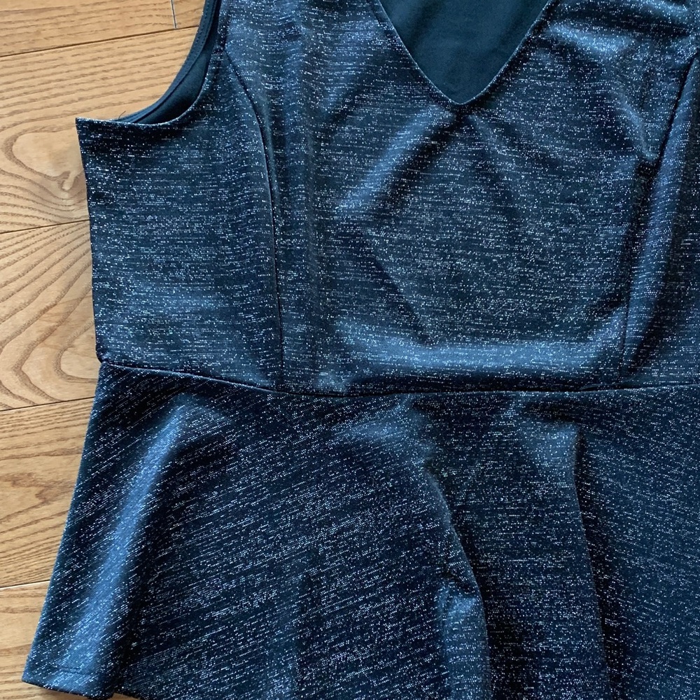 💛2/$20 Ricki's Black Shimmer Peplum Blouse - Picture 3 of 5
